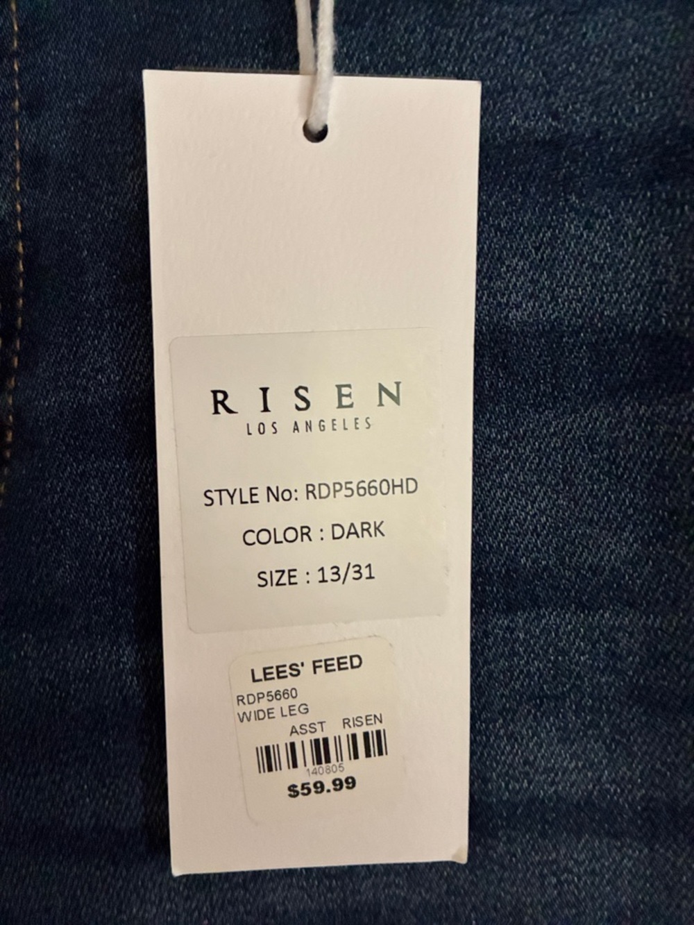 Wide Leg Women's Jeans - Dark Blue Flare - Picture 4 of 4